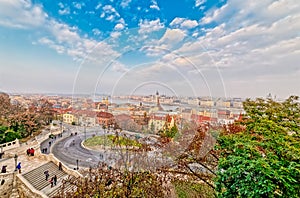 Budapest city Fishermans Bastion panoramic view