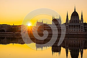 Budapest city skyline, cityscape of Hungary at sunrise