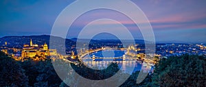 Budapest city skyline, cityscape of Hungary at sunset