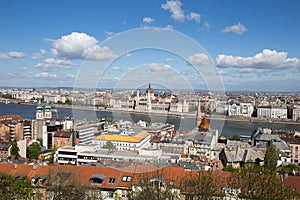 Budapest cityscape with Hungarian Parliament Building at Danube,