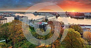 Budapest cityscape at sunrise, panorama of Hungary