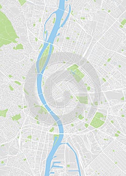 Budapest colored vector map