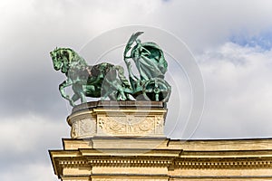 Budapest. Element of the Millenary Monument. The female statue of Peace