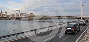 The Budapest Elisabeth bridge on the Danube river