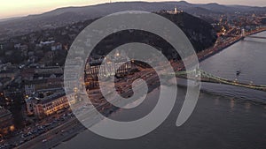 Budapest evening aerial view drone