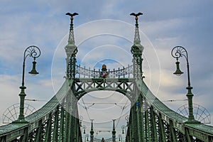 The Budapest Freedom bridge on the Danube river, upper part of construction