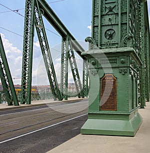 Budapest Freedom bridge plaque