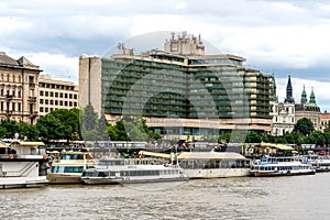 Glass and concrete T-shaped Budapest Marriott Hotel