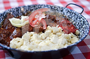 Budapest, Hungary- 27 June, 2014 : Traditional Hungarian Beef stew or goulash, traditional hungarian meal