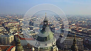 Budapest, Hungary - 4K aerial footage of drone flying over of beautiful St.Stephen`s Basilica