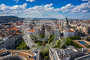 Budapest, Hungary - Aerial drone view of the downtown of Budapest on a sunny summer day. This view includes Elisabeth Square