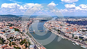 Budapest, Hungary aerial panoramic skyline view