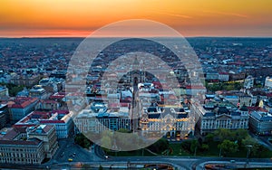 Budapest, Hungary - Aerial panoramic skyline view of Budapest with the famous St.Stephen`s Basilica Szent Istvan Bazilika