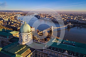 Budapest, Hungary - Aerial skyline view of Budapest with Buda Castle Royal Palace