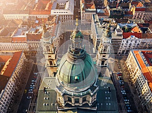 Budapest, Hungary - Aerial view of the beautiful St.Stephen`s Basilica Szent Istvan Bazilika