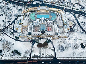 Budapest, Hungary - Aerial view of the famous Szechenyi Thermal bath from above