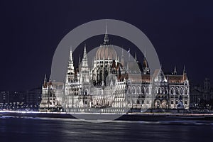 Budapest, Hungary - The amazing illuminated Hungarian Parliament building by the River Danube