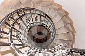 Winding staircase in St. Stephen`s Basilica - Budapest, Hungary