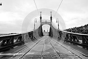 Budapest, Hungary - beautiful Liberty Bridge. Black and white geometric photo