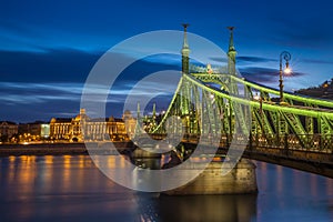 Budapest, Hungary - The beautiful Liberty Bridge at blue hour