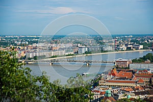 Budapest, Hungary: Beautiful top view of the city and the Danube river. Panorama of the old town from the hill