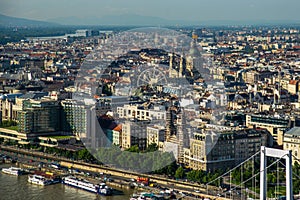 Budapest, Hungary: Beautiful top view of the city and the Danube river. Panorama of the old town from the hill