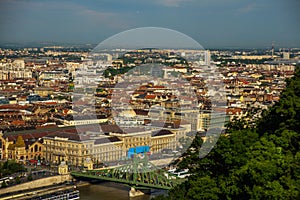 Budapest, Hungary: Beautiful top view of the city and the Danube river. Panorama of the old town from the hill