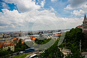 Budapest, Hungary: Beautiful top view of the city and the Danube river. Panorama of the old town from the hill