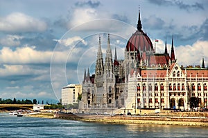 Budapest, Hungary - Danube River and the Parliament Buiding in the Historic Old Town of Budapest UNESCO World Heritage