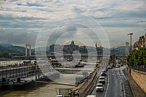 Budapest, Hungary: Elisabeth Bridge, Royal Palace, Buda Castle on the Danube River in Budapest