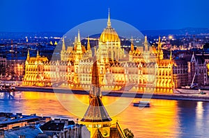 Budapest, Hungary - Hungarian Parliament Building and Danube Riv