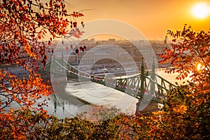 Budapest, Hungary - Liberty Bridge Szabadsag Hid at sunrise