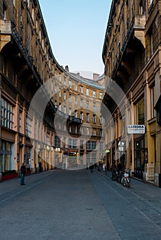 Old narrow street in Budapest, Hungary