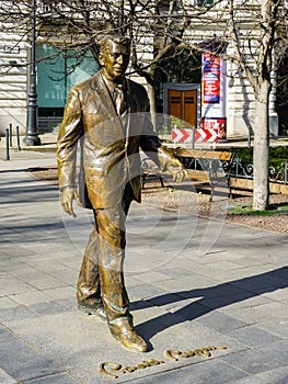 Budapest, Hungary- March 03, 2024: Statue of the former U.S. President Ronald Reagan in Budapest