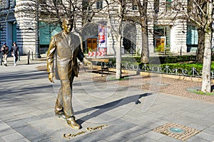 Budapest, Hungary- March 03, 2024: Statue of the former U.S. President Ronald Reagan in Budapest