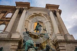 BUDAPEST, HUNGARY: Matthias Fountain is a monumental fountain group in the western forecourt of Buda Castle, Budapest