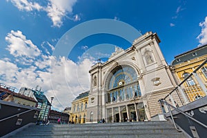 BUDAPEST, HUNGARY - MAY 2017: Budapest Keleti railway station. Hungarian: Budapest Keleti palyaudvar opened in 1884