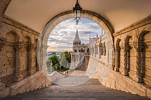 Budapest, Hungary - North gate of the famous Fisherman`s Bastion