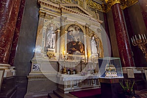 Budapest, Hungary - October 2021: St. Stephen`s basilica interiors