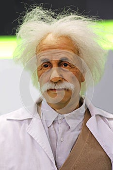 Head of Albert Einstein on a science exhibition