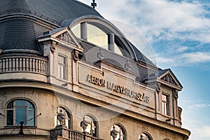 Old historic building of Aegon Magyarorszag insurance company in Budapest, Hungary