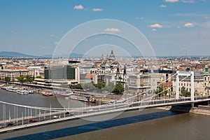 Budapest, Hungary - Panorama of the City with Elizabeth Bridge a