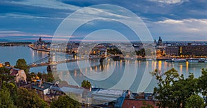 Budapest, Hungary - Panoramic skyline view of Budapest taken from Buda Castle at dawn