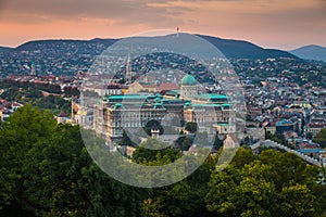 Budapest, Hungary - Panoramic skyline view of the famous Buda Castle Royal Palace