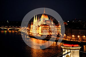 Budapest, Hungary parliament at night.
