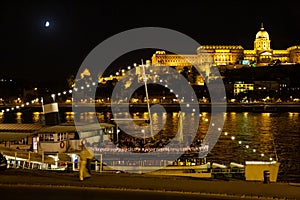 Budapest, Hungary: Scenic View of the Old City and the Danube River at Night