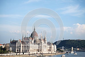 Budapest. Hungary. view of the parliament building on a sunny day