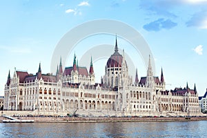 Budapest. Hungary. view of the parliament building on a sunny day