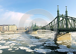 Budapest, ice drift on the Danube