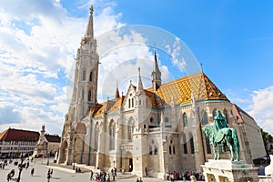 Budapest. Matthias Church and the monument to St. Istvan